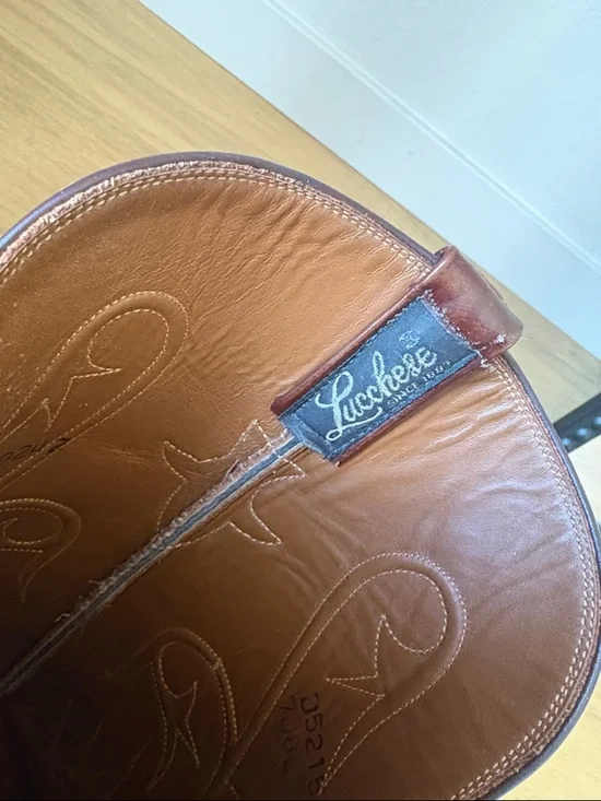 Lucchese Chestnut Brown Leather Cowboy Boots - Picture 5 of 5